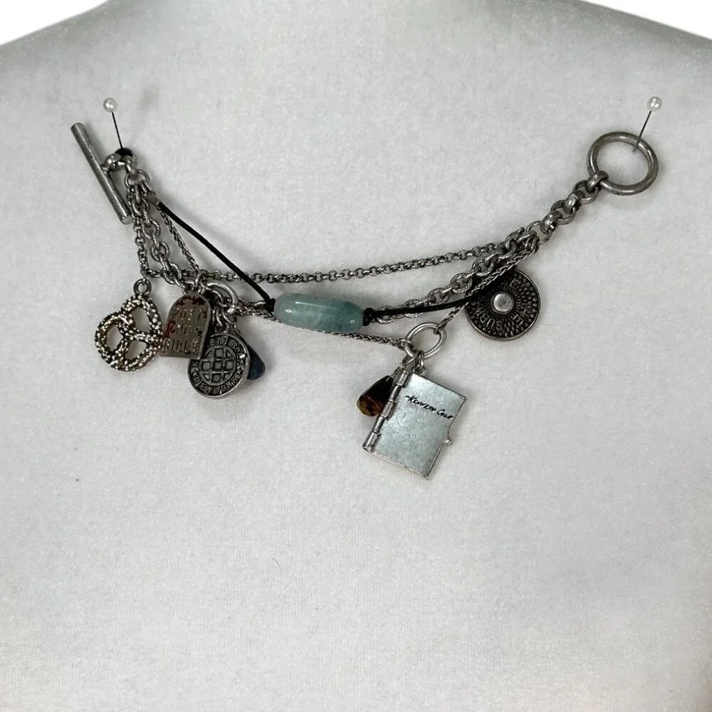 KENNETH COLE New York Silver Tone Toggle Charm Bracelet